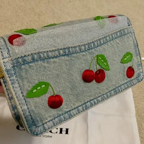 Coach Denim Tabby 20 with Cherries NWT - Picture 8 of 13
